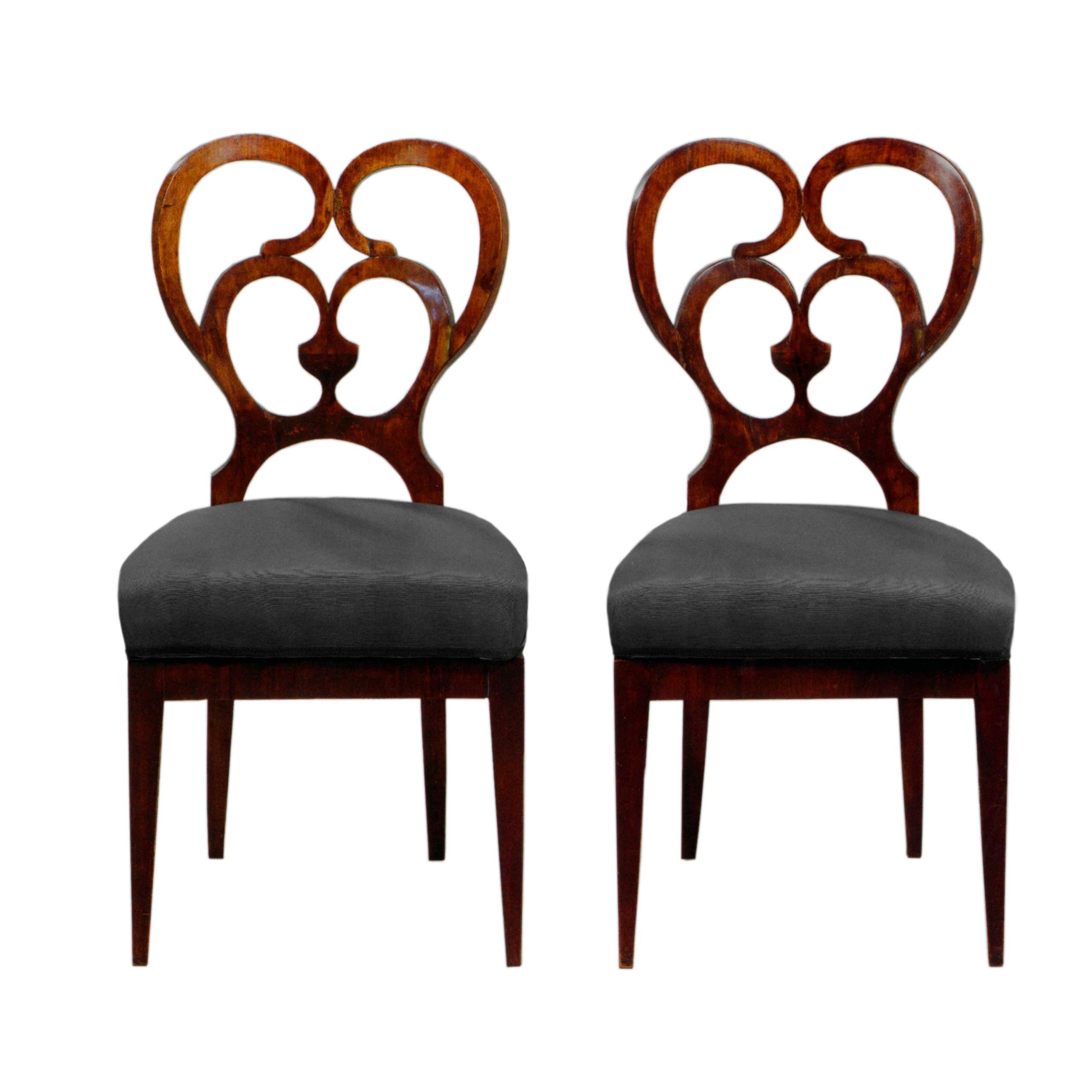 Pair Biedermeier looped walnut chairs