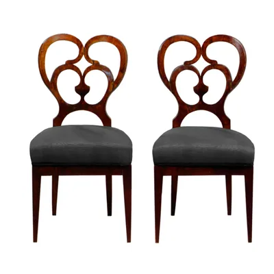 Pair Biedermeier looped walnut chairs