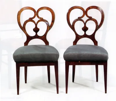 Pair Biedermeier looped walnut chairs — image 4