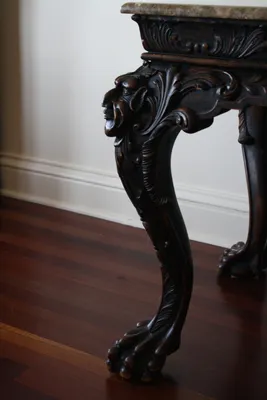 Italian Baroque Carved Desk with Marble Top — image 2
