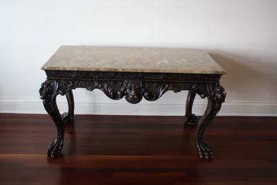 Italian Baroque Carved Desk with Marble Top — image 22