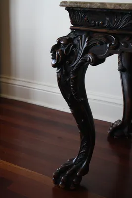 Italian Baroque Carved Desk with Marble Top — image 12