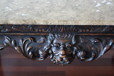 Italian Baroque Carved Desk with Marble Top