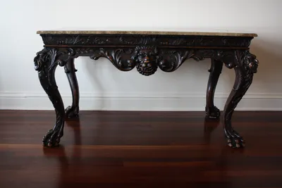 Italian Baroque Carved Desk with Marble Top — image 23