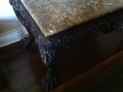 Italian Baroque Carved Desk with Marble Top — image 11