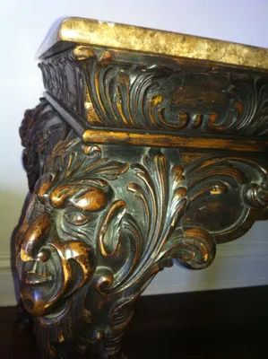 Italian Baroque Carved Desk with Marble Top — image 14
