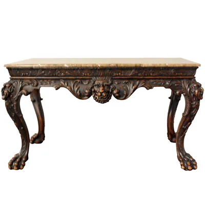 Italian Baroque Carved Desk with Marble Top — image 6
