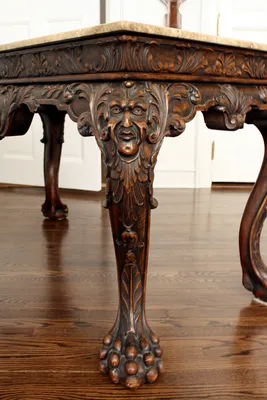 Italian Baroque Carved Desk with Marble Top — image 5