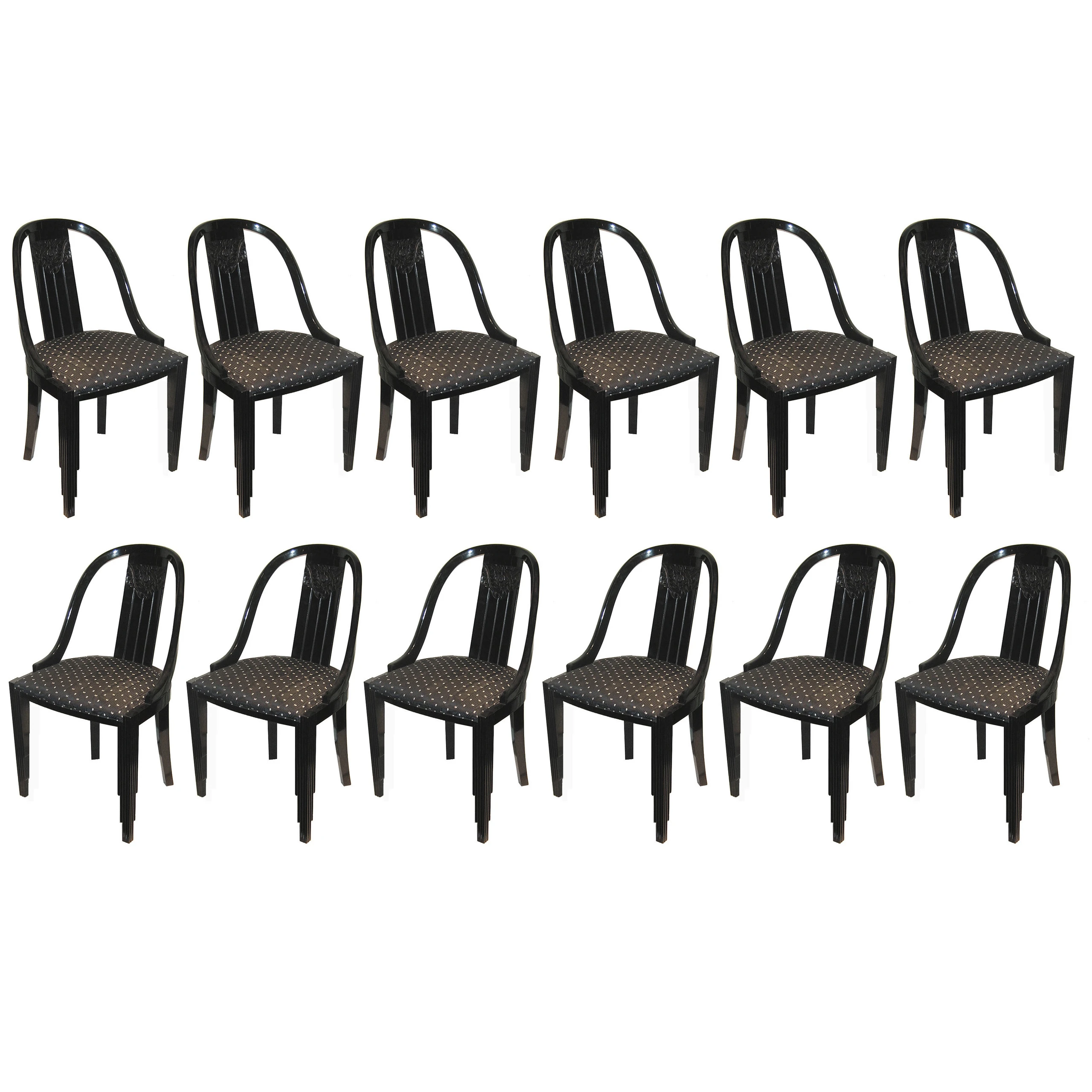 Set of 12 Art Deco Dining Chairs
