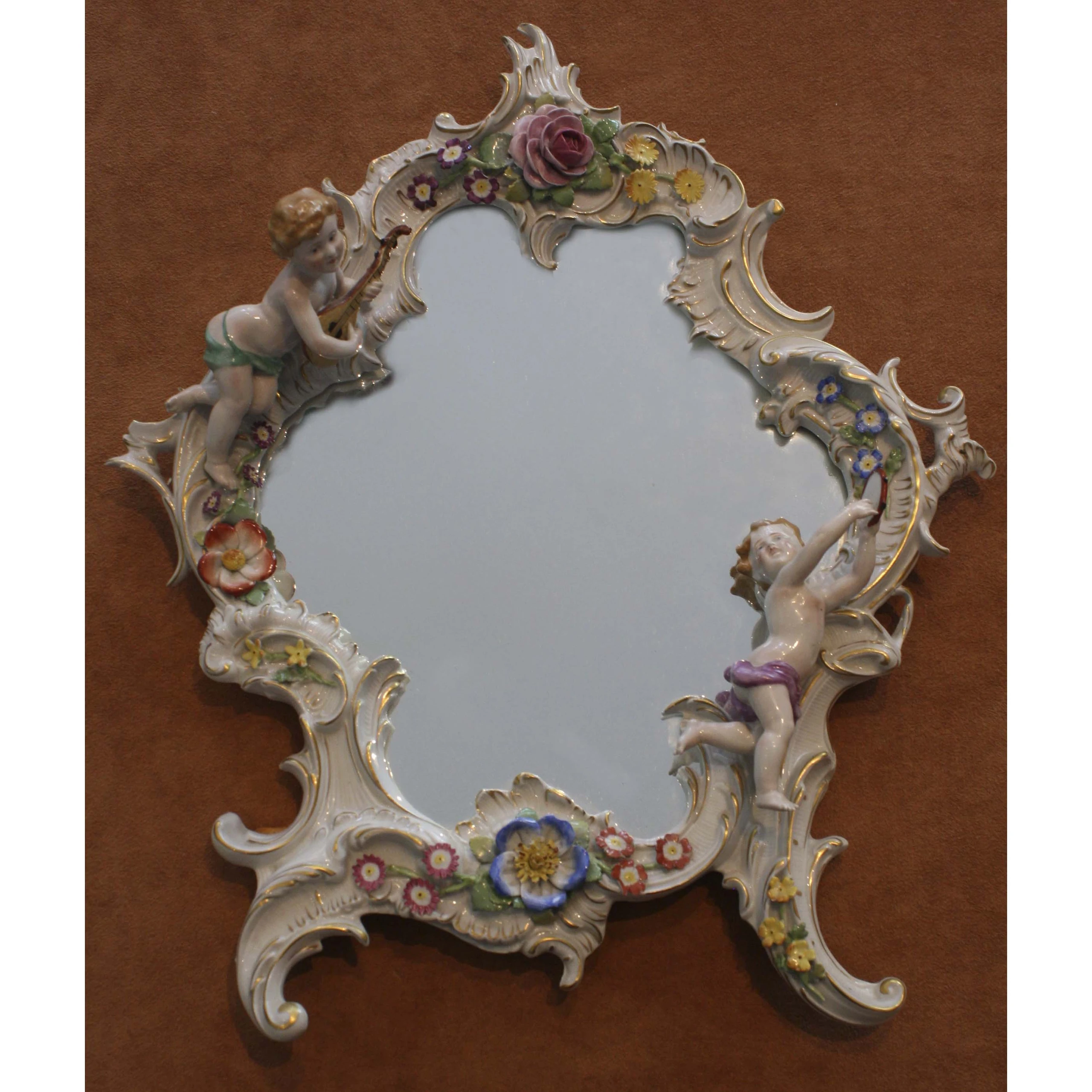 Porcelain Mirror with Putti