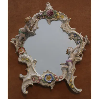 Porcelain Mirror with Putti
