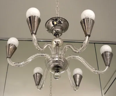 Six-Arm Glass Chandelier — image 4