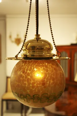 Precious Loetz Witwe Vienna Secession Hanging Lamp — image 6