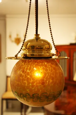 Precious Loetz Witwe Vienna Secession Hanging Lamp — image 4