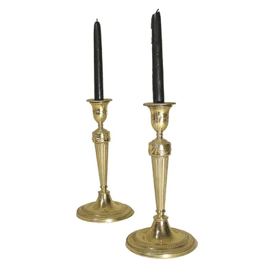 Pair of Neoclassical Gilt Candlesticks
