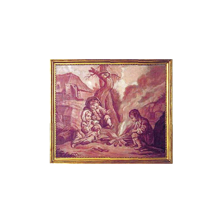 Rococo sepia painting with boiserie