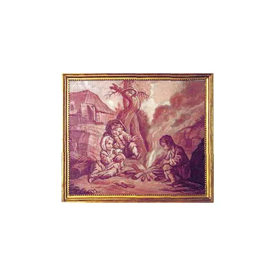 Rococo sepia painting with boiserie