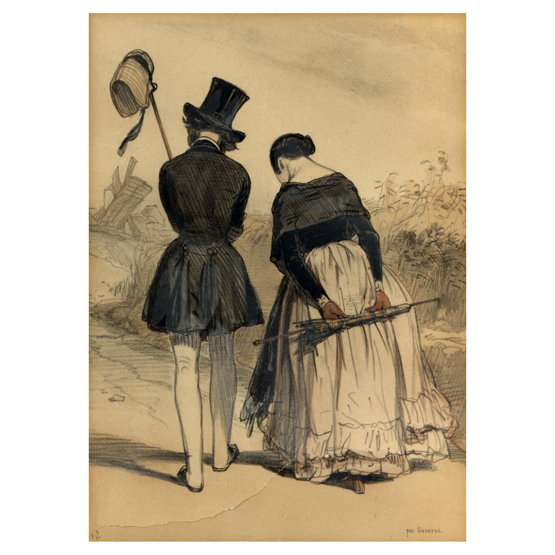 Pair of Gavarni litographs