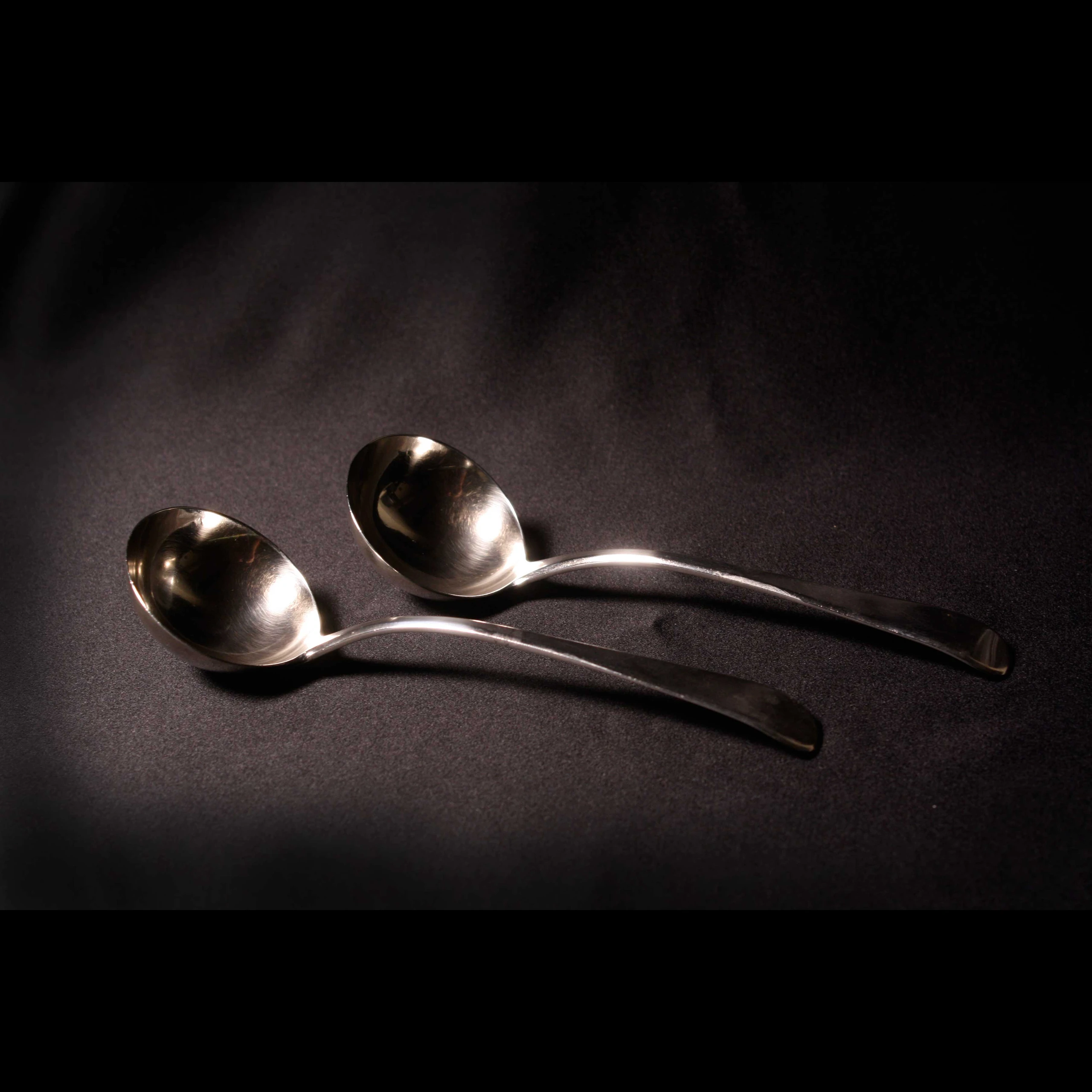 Pair English silver sauce ladles