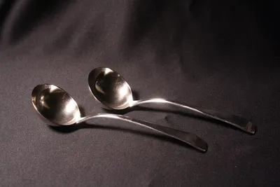 Pair English silver sauce ladles — image 22