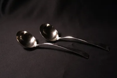 Pair English silver sauce ladles — image 13