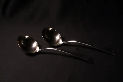 Pair English silver sauce ladles — image 43