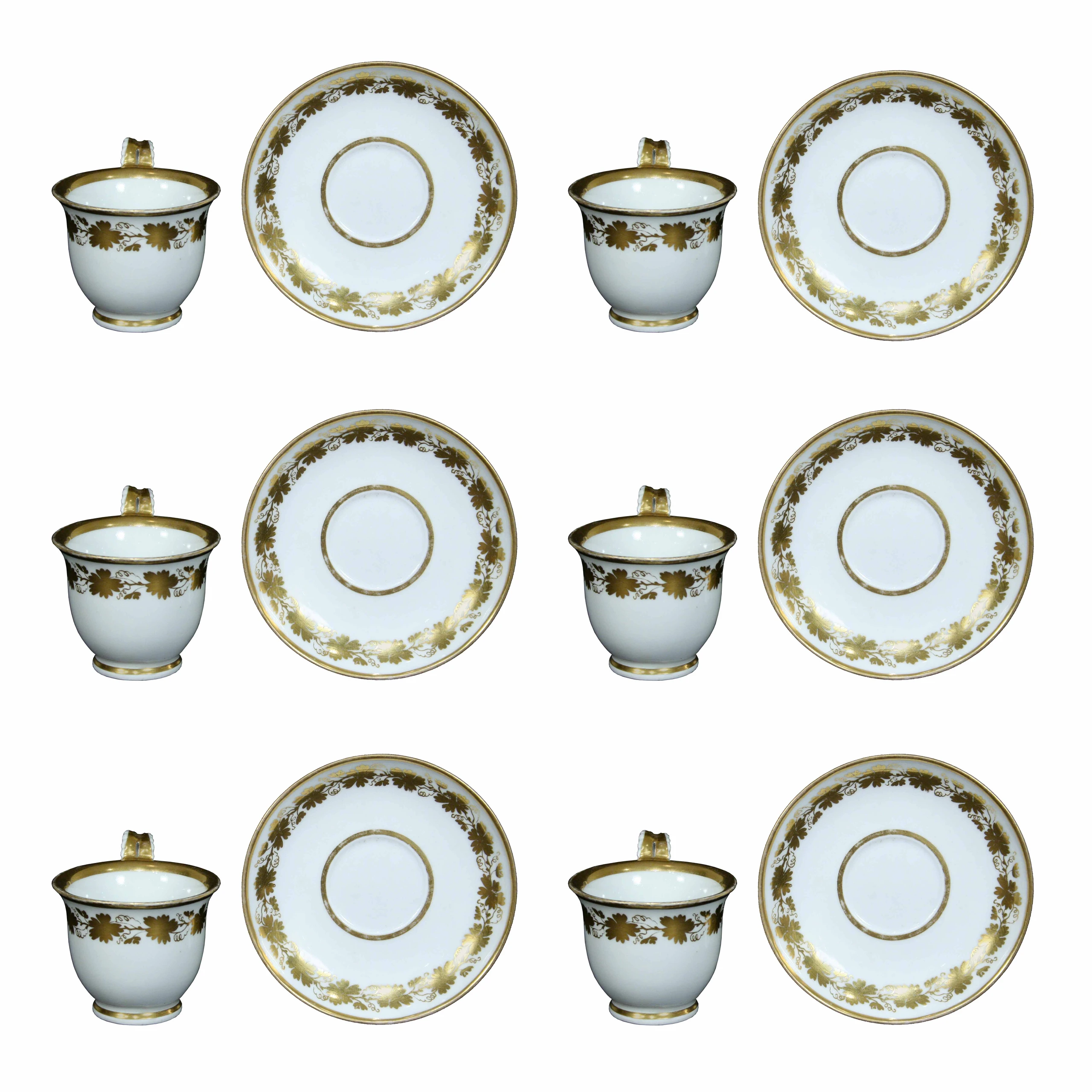 Set of 6 BM gilt cups & saucers