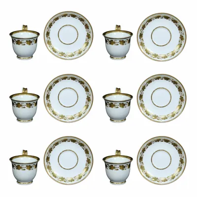 Set of 6 BM gilt cups & saucers