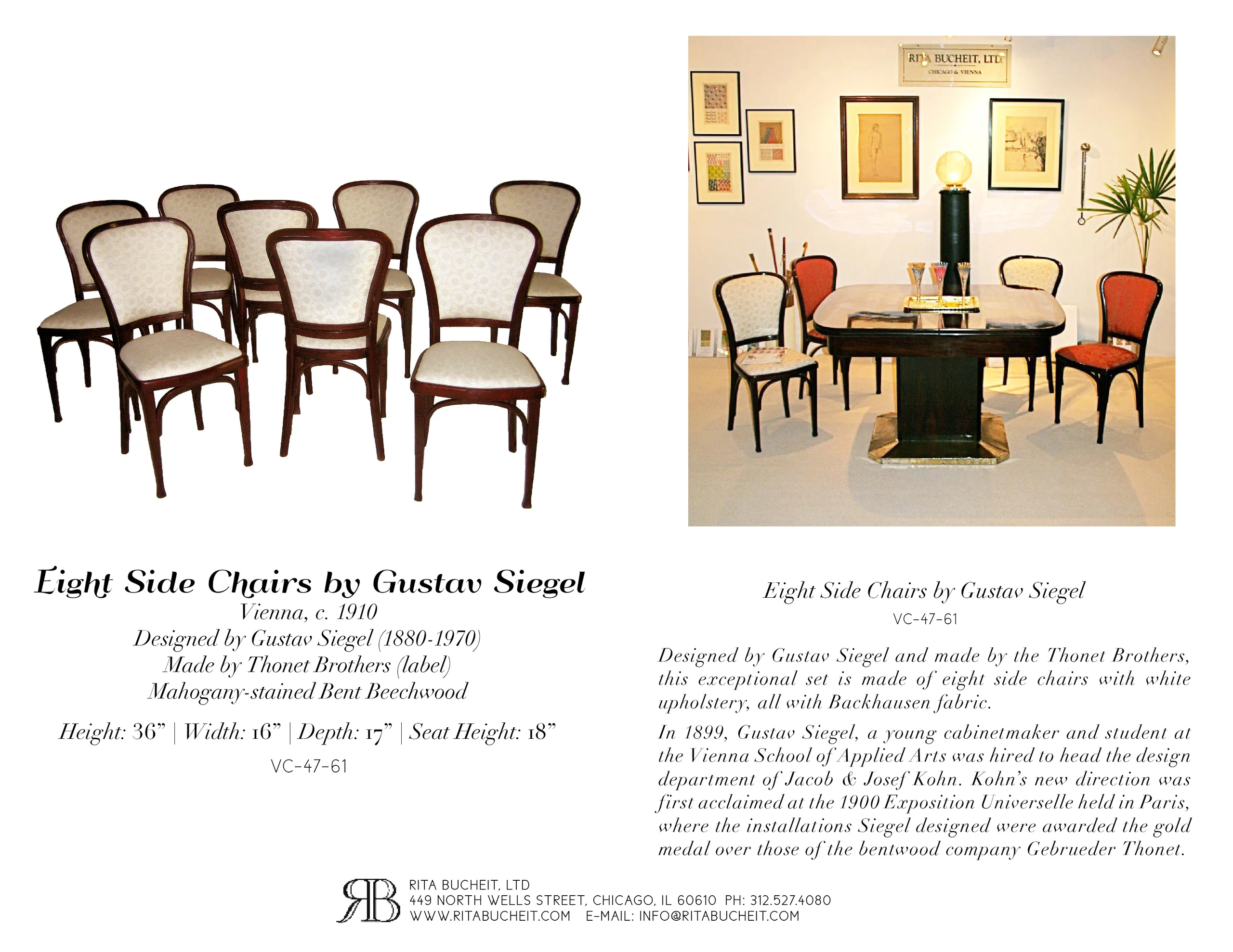 Set of Eight Chairs by Gustav Siegel