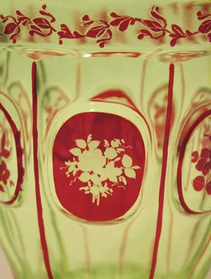 Bohemian Glass Beaker w/Flowers — image 2
